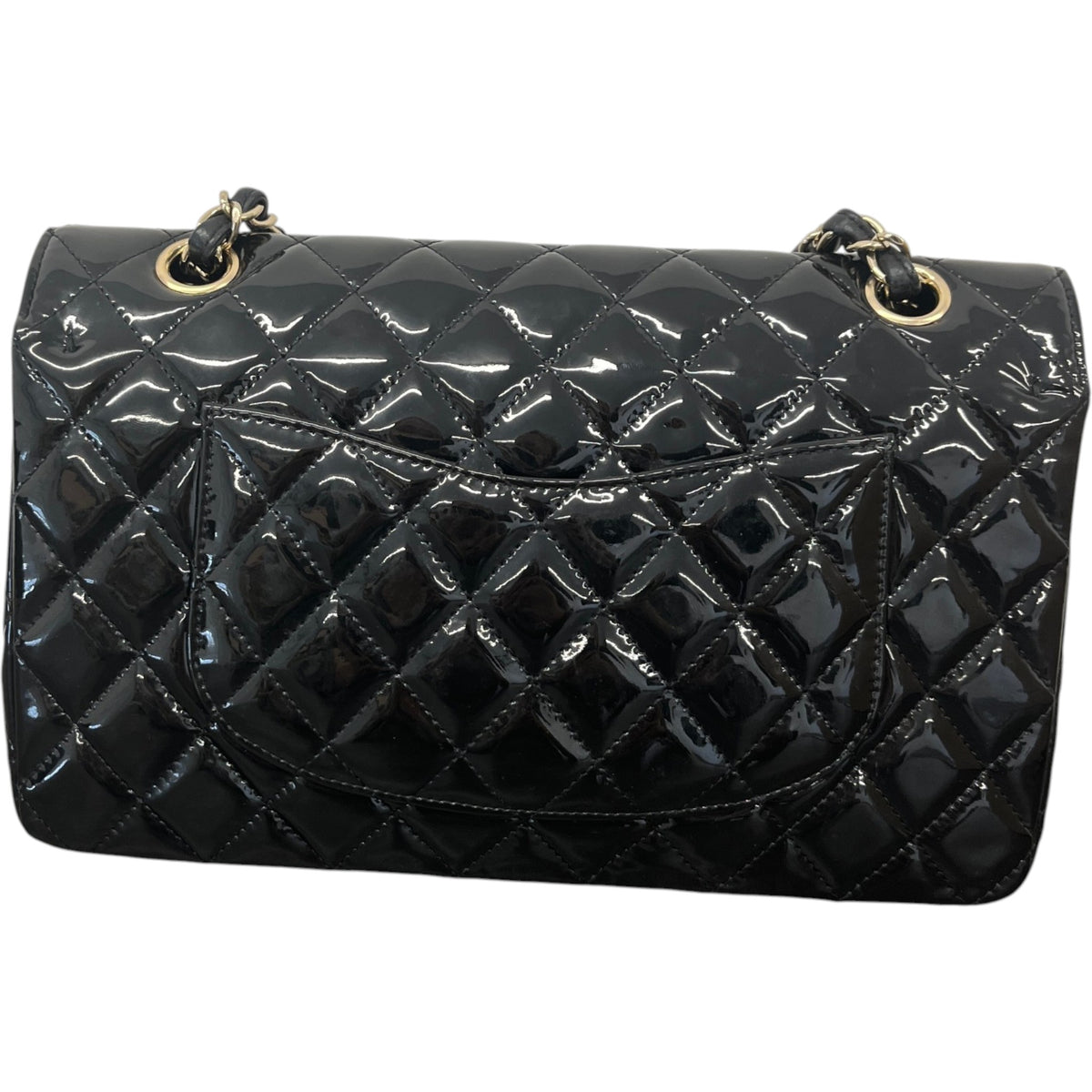 Women's Classic Double Flap Medium Patent Handbag Black - Photo 6