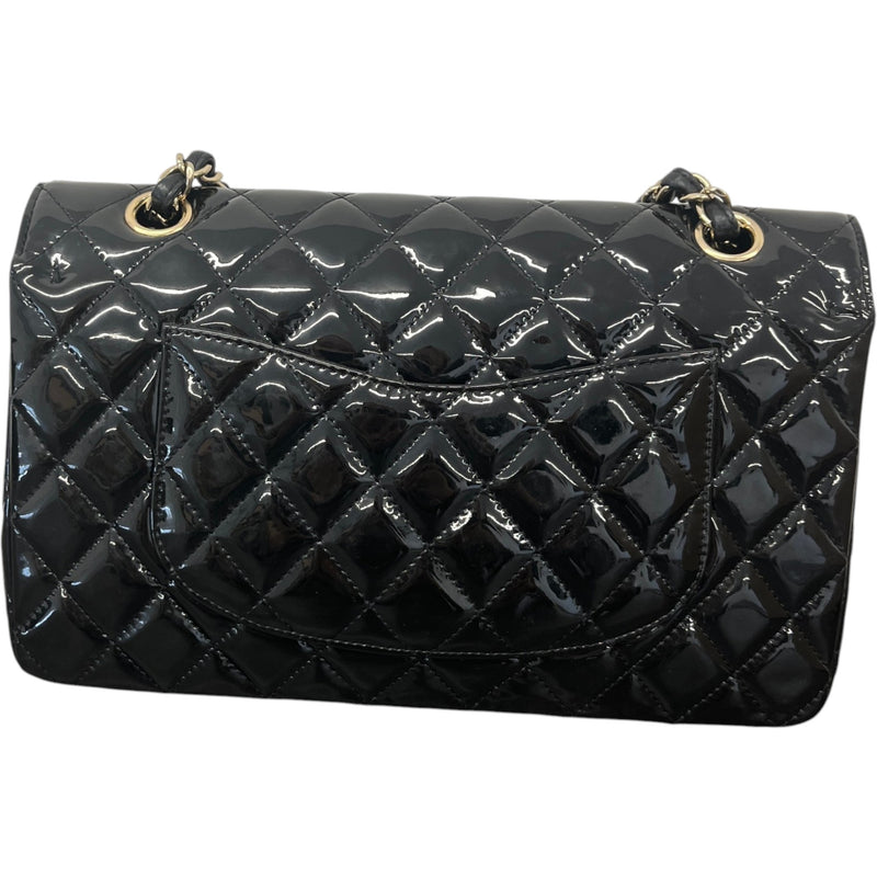 Women's Classic Double Flap Medium Patent Handbag Black