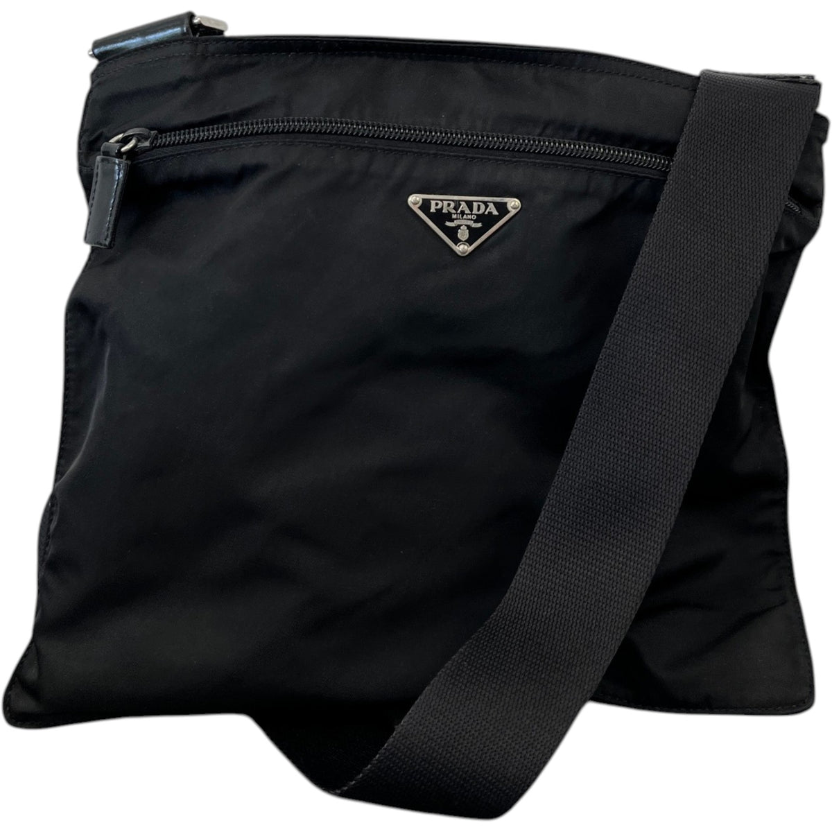 Men's Triangle Logo Messenger Bag Black - Photo 1