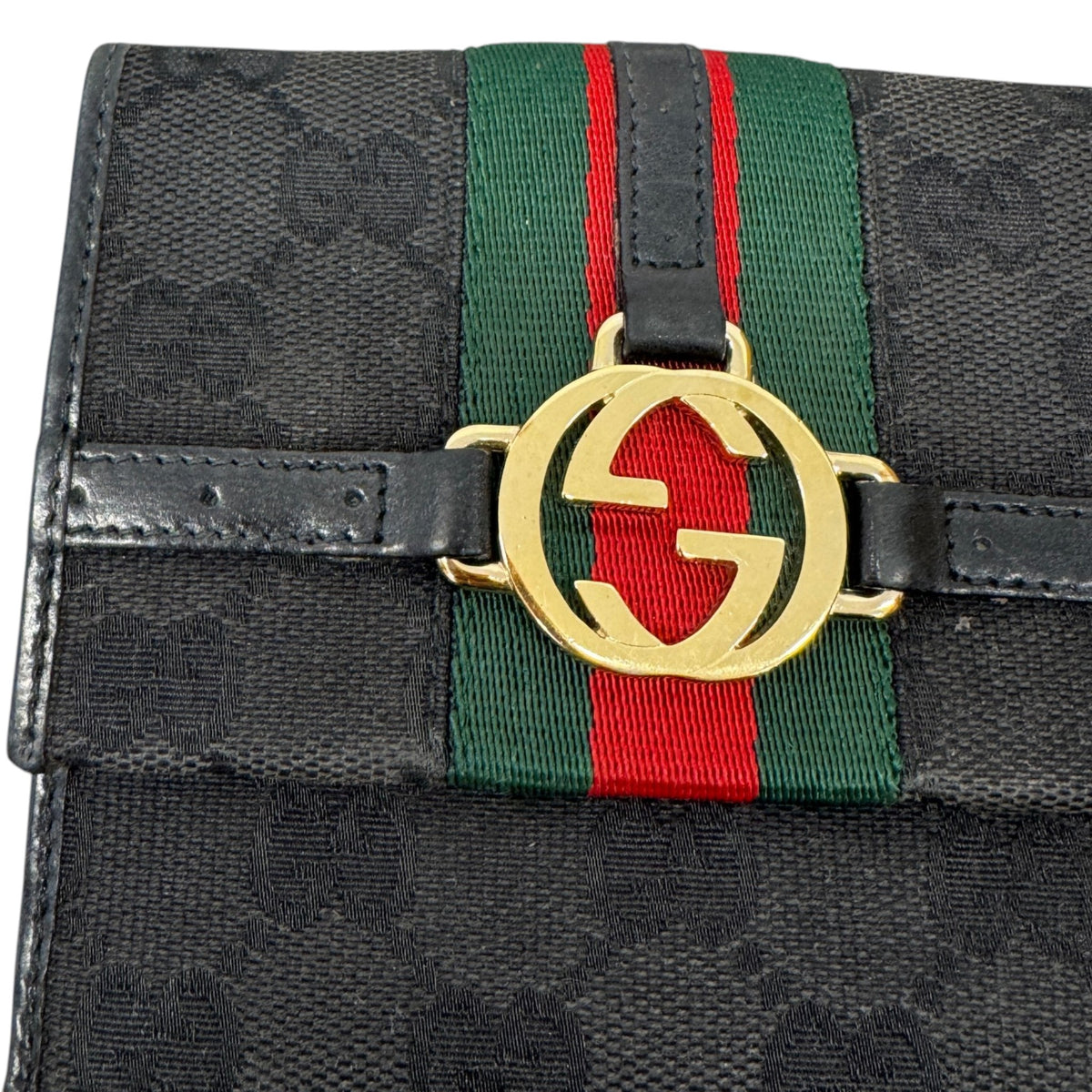 Women's GG Web Stripe Wallet Black - Photo 5
