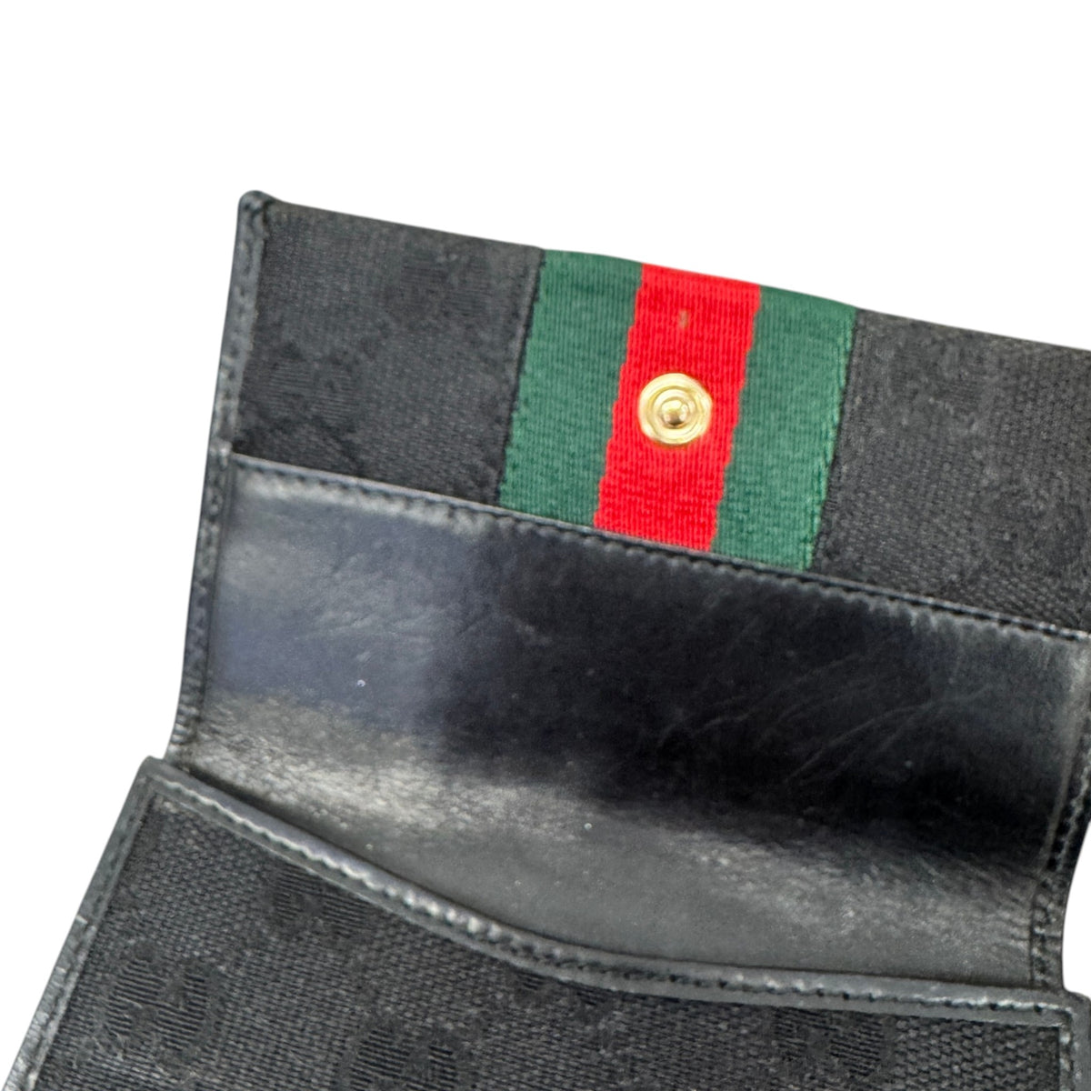 Women's GG Web Stripe Wallet Black - Photo 6