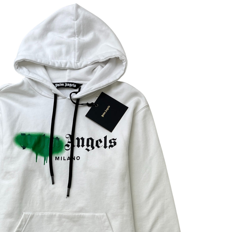 Men's Milano Sprayed Logo Hoodie White Size XS