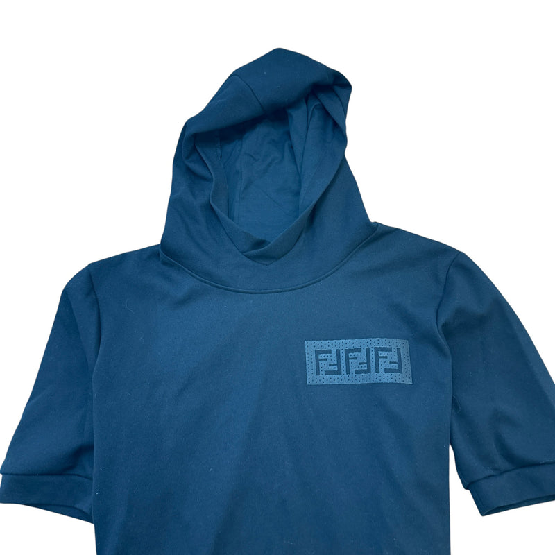 Men's FF Logo Short Sleeve Hoodie Black Size XXL