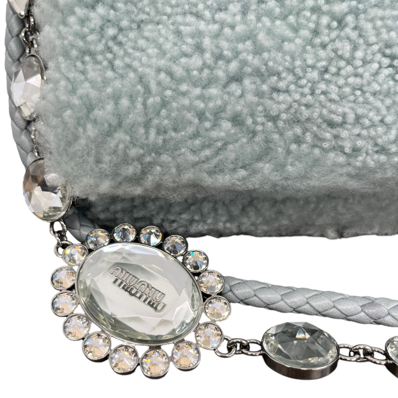Women's Crystal Faux Fur Bag Blue - Photo 11
