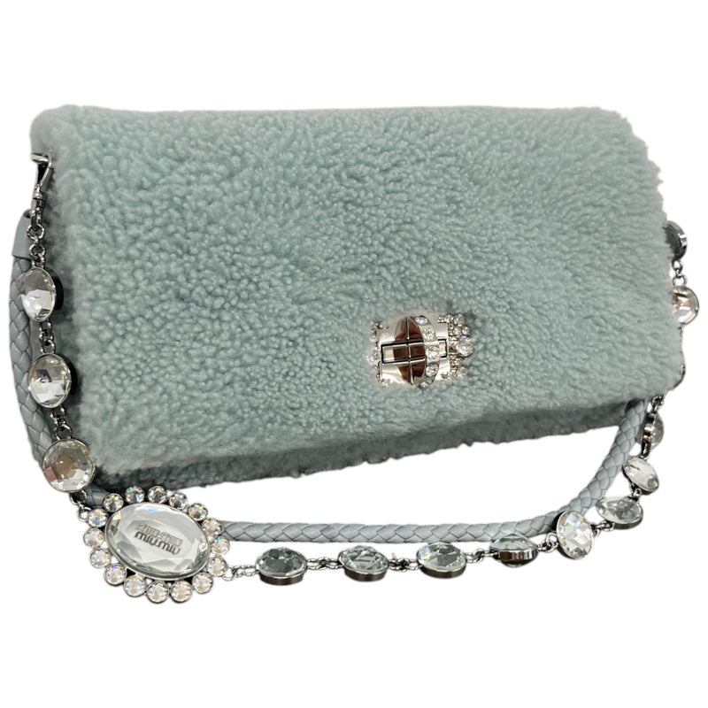 Women's Crystal Faux Fur Bag Blue