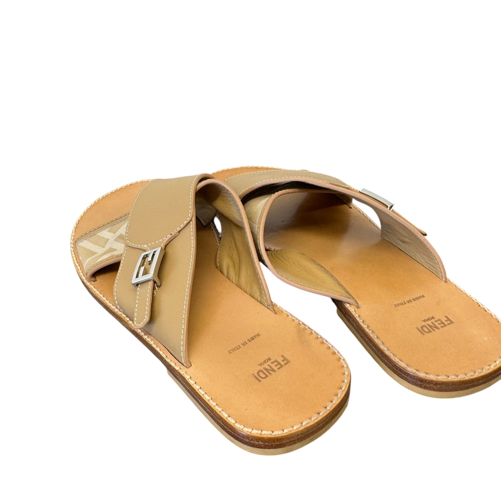 Women's Ff Jaccquard Crossover Sandals Beige Size EU 39 / UK 6 - Photo 7