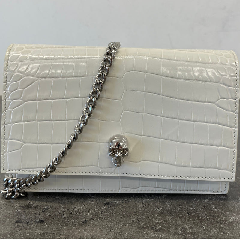 Women's Small Skull Handbag White