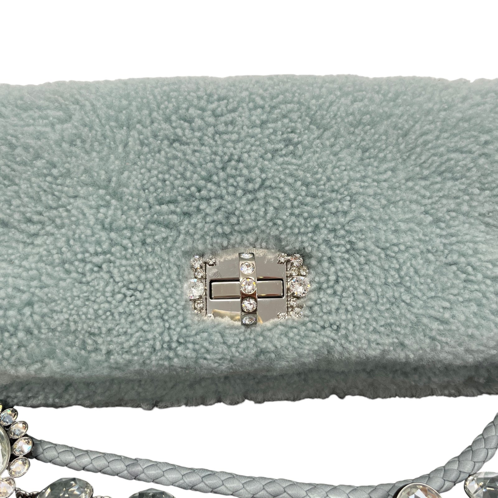 Women's Crystal Faux Fur Bag Blue - Photo 12