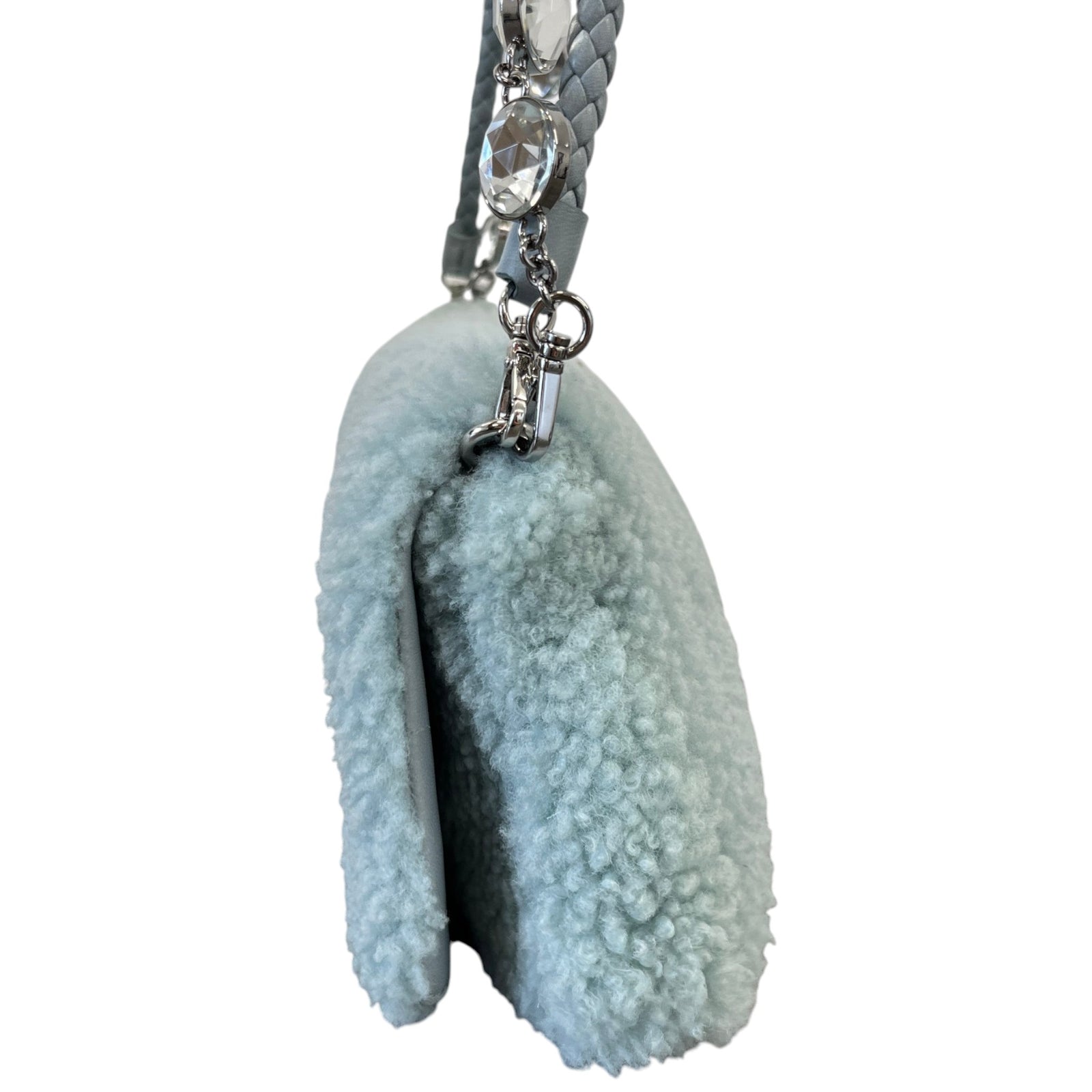 Women's Crystal Faux Fur Bag Blue - Photo 7