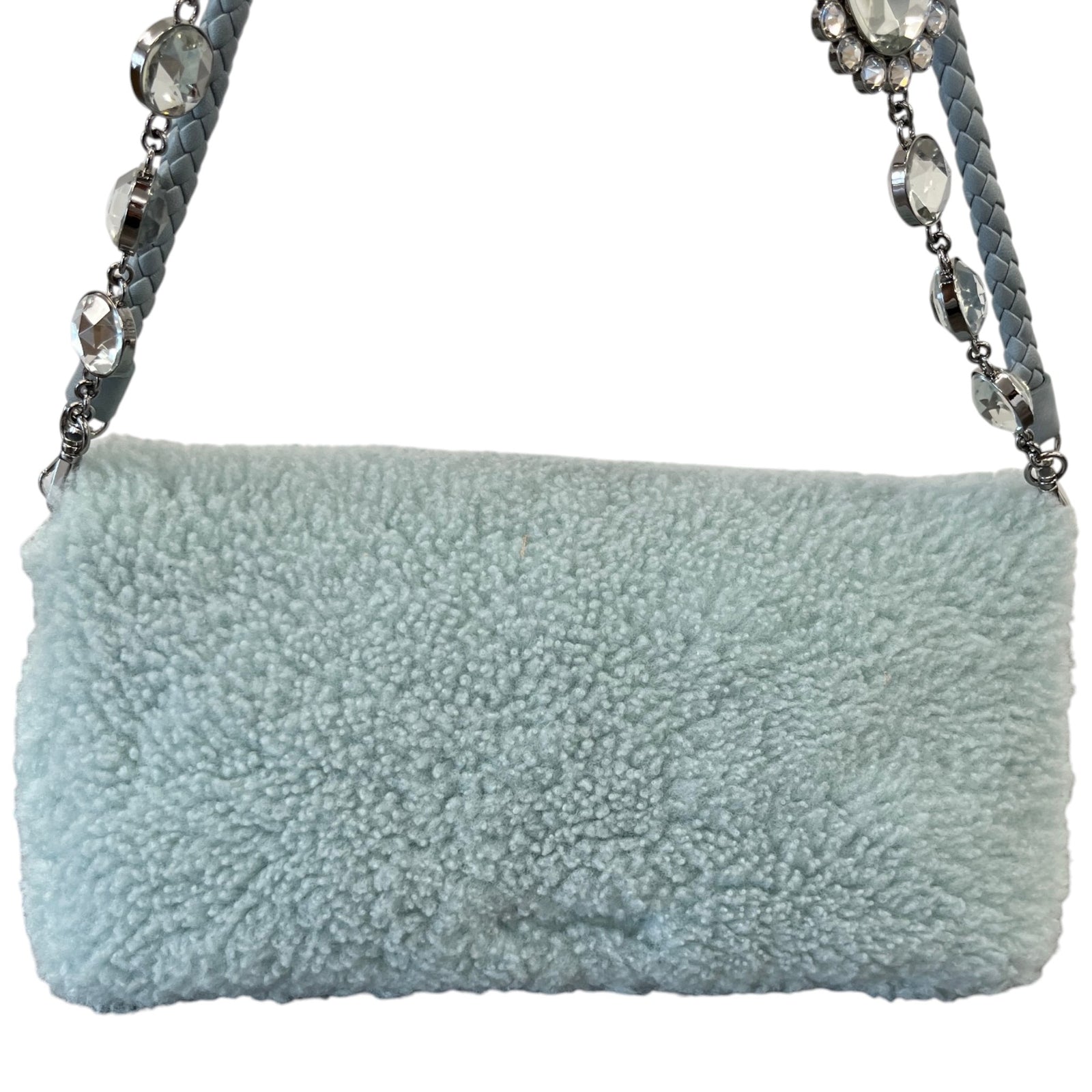 Women's Crystal Faux Fur Bag Blue - Photo 3