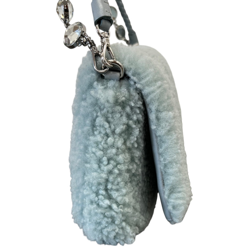 Women's Crystal Faux Fur Bag Blue