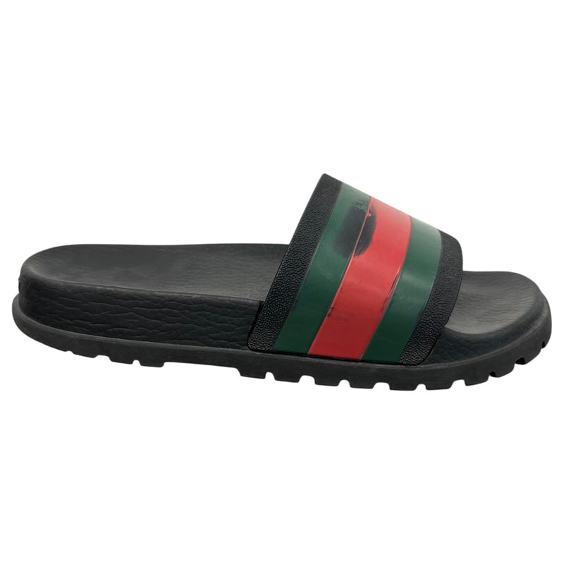 Men's Web Stripe Slides Black Size UK 6 / EU 40