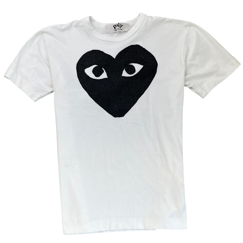 Men's Play Peeping Heart T-Shirt White Size M