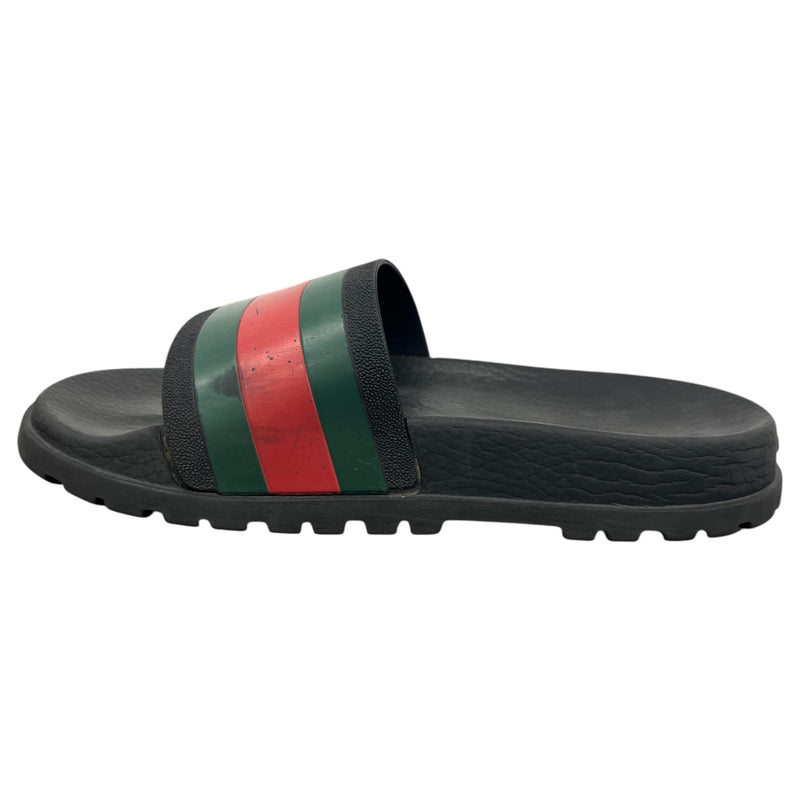 Men's Web Stripe Slides Black Size UK 6 / EU 40