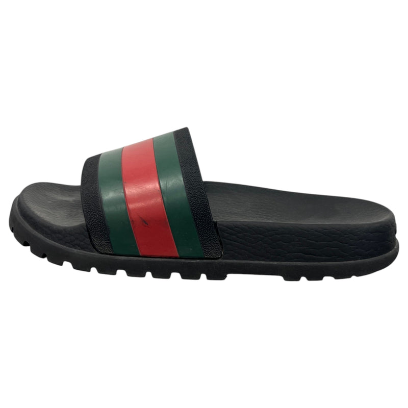 Men's Web Stripe Slides Black Size UK 6 / EU 40