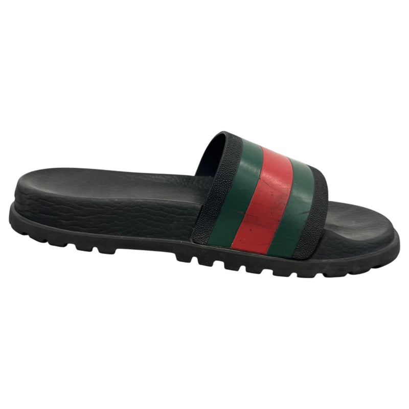 Men's Web Stripe Slides Black Size UK 6 / EU 40
