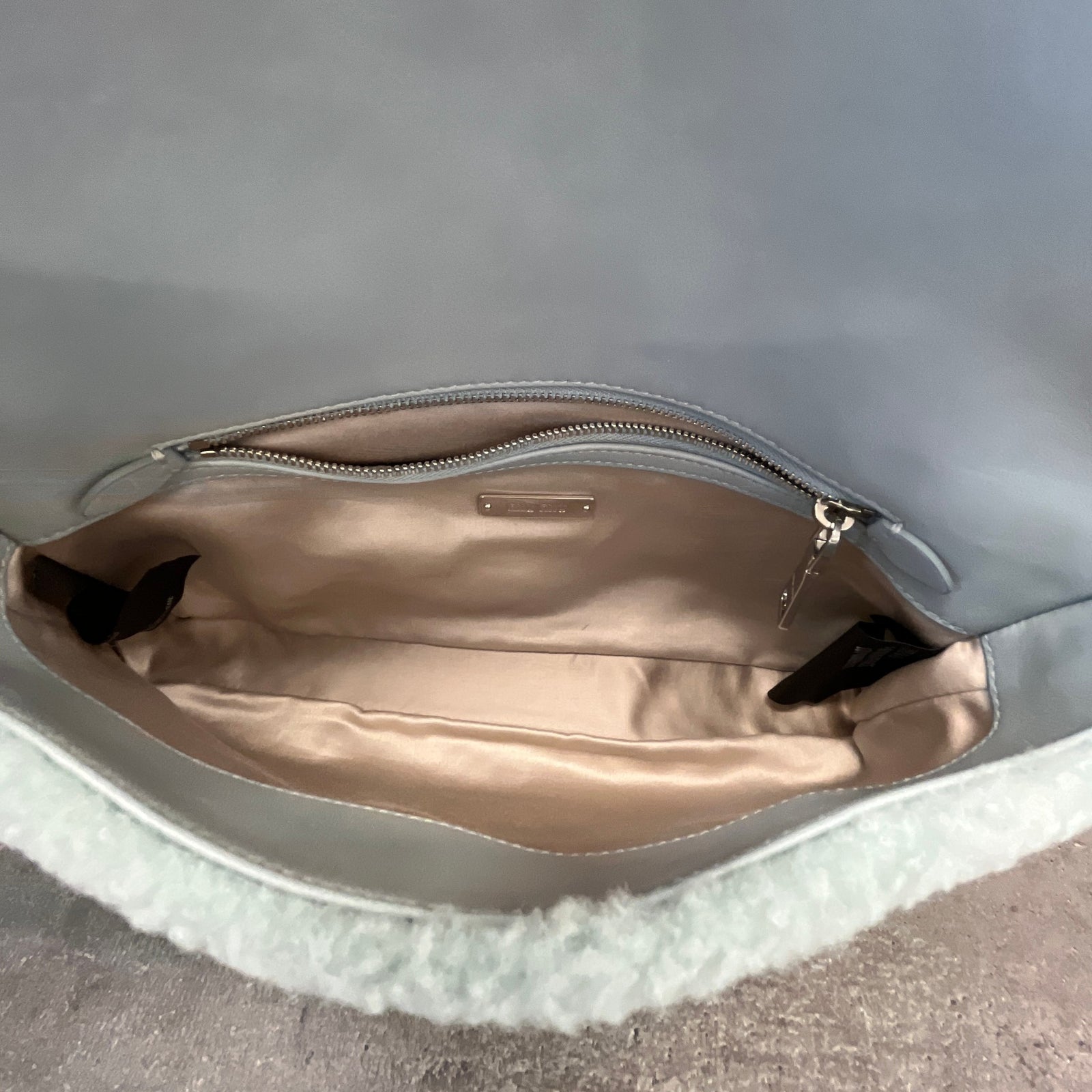 Women's Crystal Faux Fur Bag Blue - Photo 15