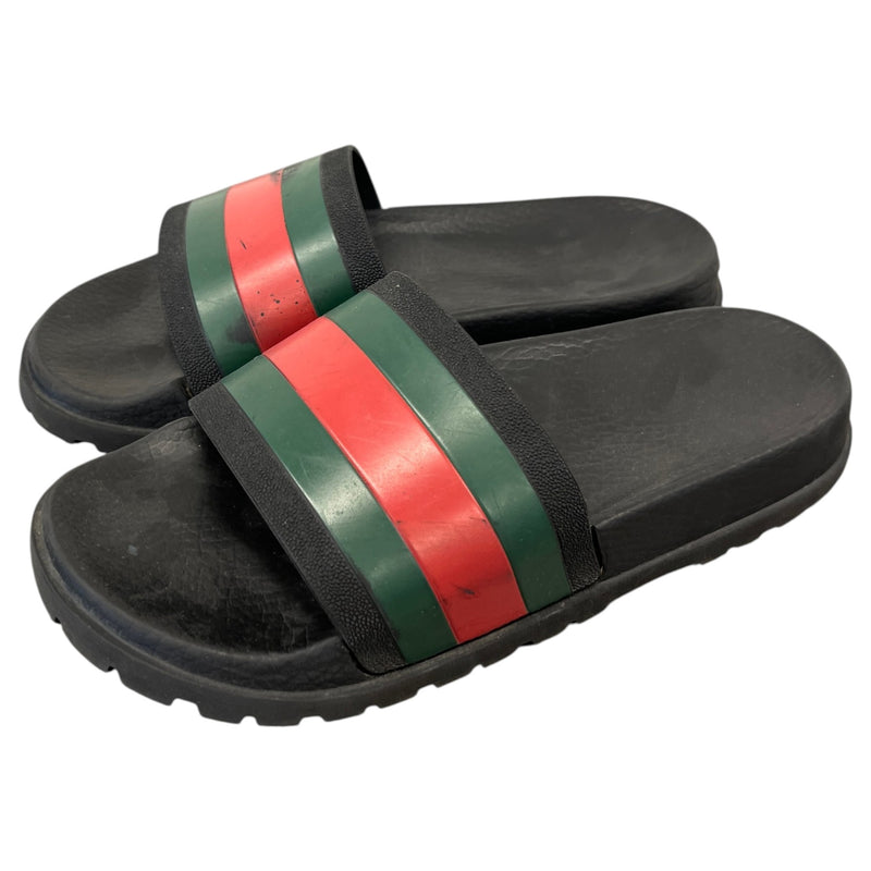 Men's Web Stripe Slides Black Size UK 6 / EU 40