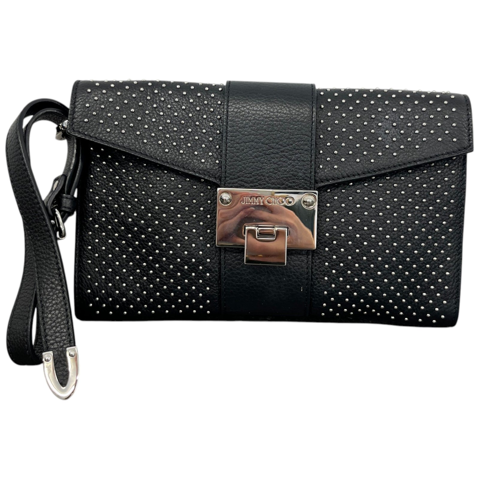Women's Studded Leather Clutch Black - Photo 1