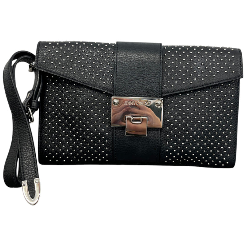 Women's Studded Leather Clutch Black