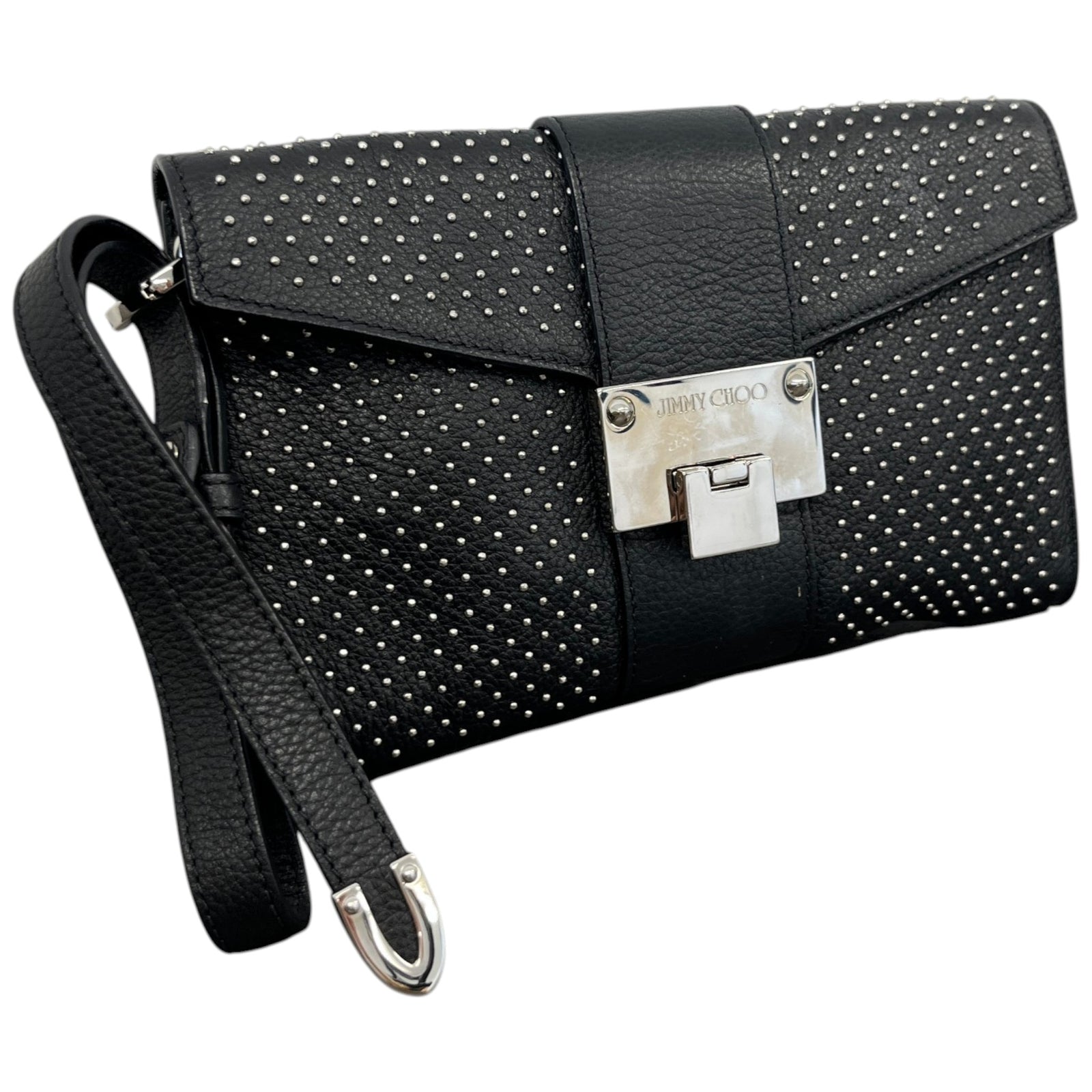 Women's Studded Leather Clutch Black - Photo 3