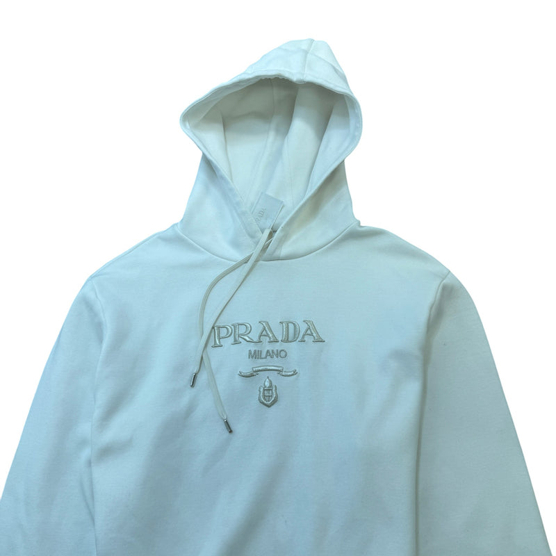 Men's Embroidered Logo Hoodie White Size XL