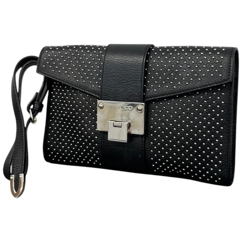 Women's Studded Leather Clutch Black