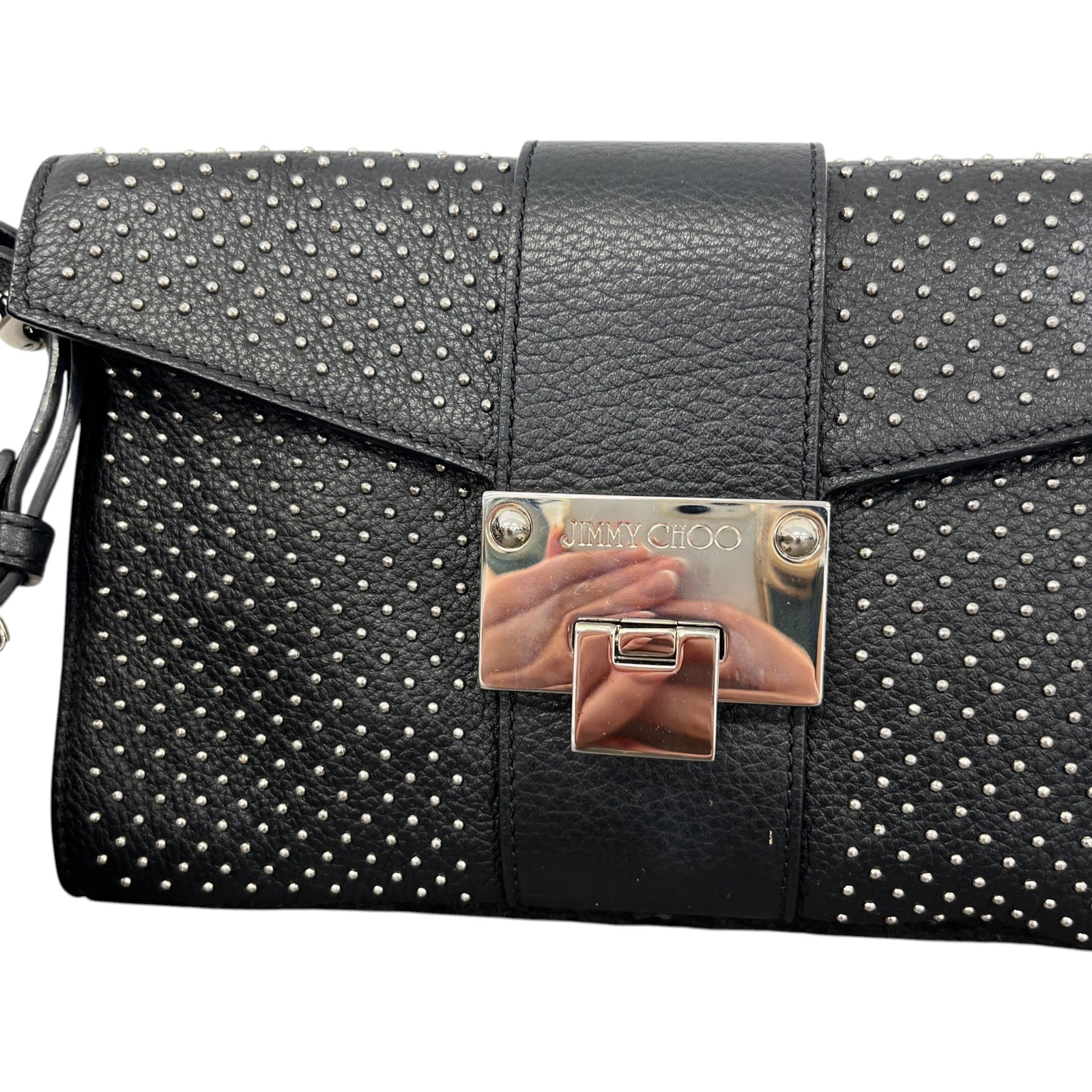 Women's Studded Leather Clutch Black - Photo 10
