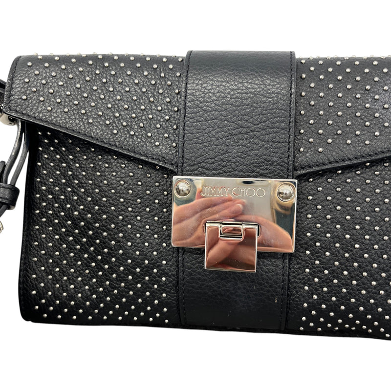 Women's Studded Leather Clutch Black