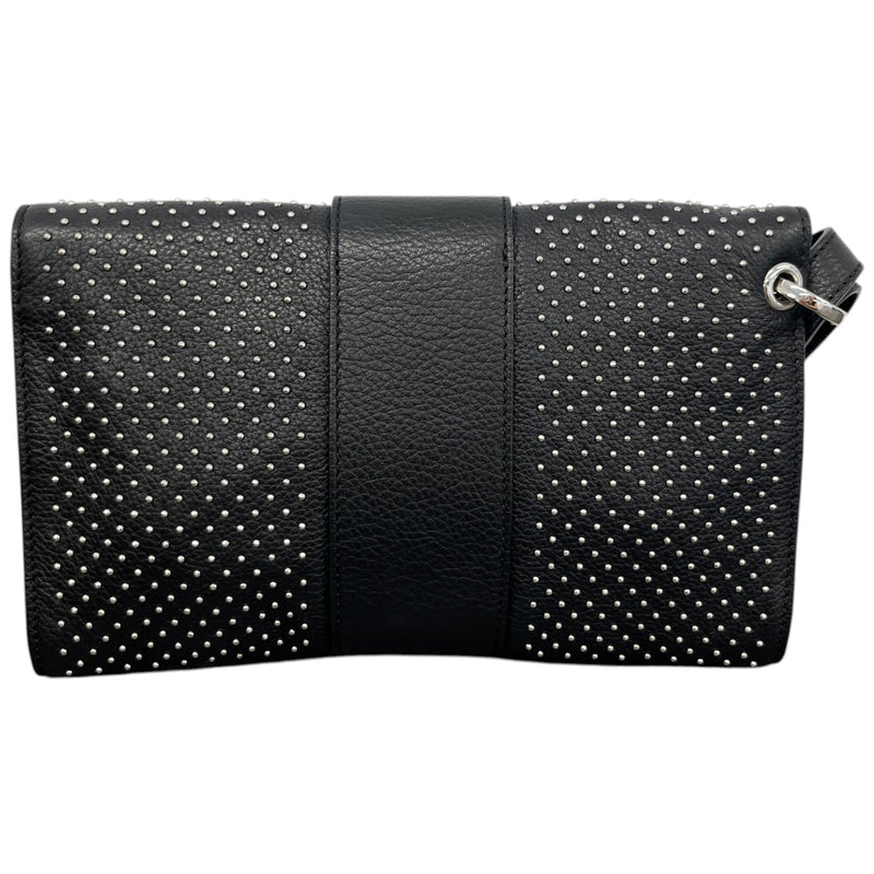 Women's Studded Leather Clutch Black