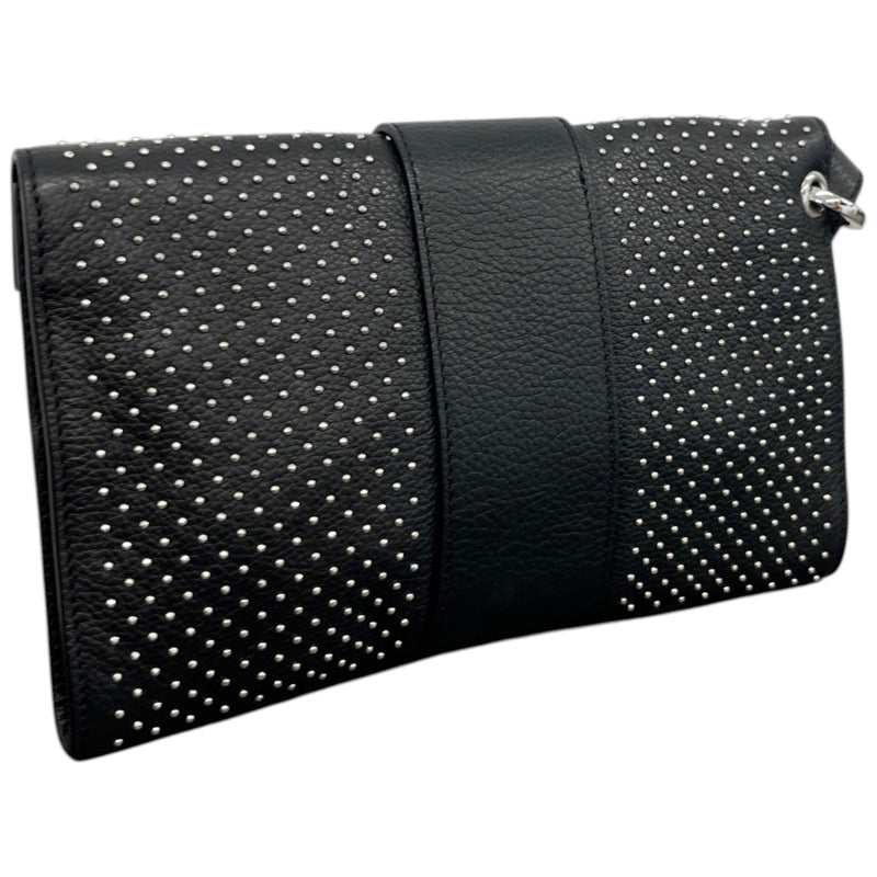 Women's Studded Leather Clutch Black