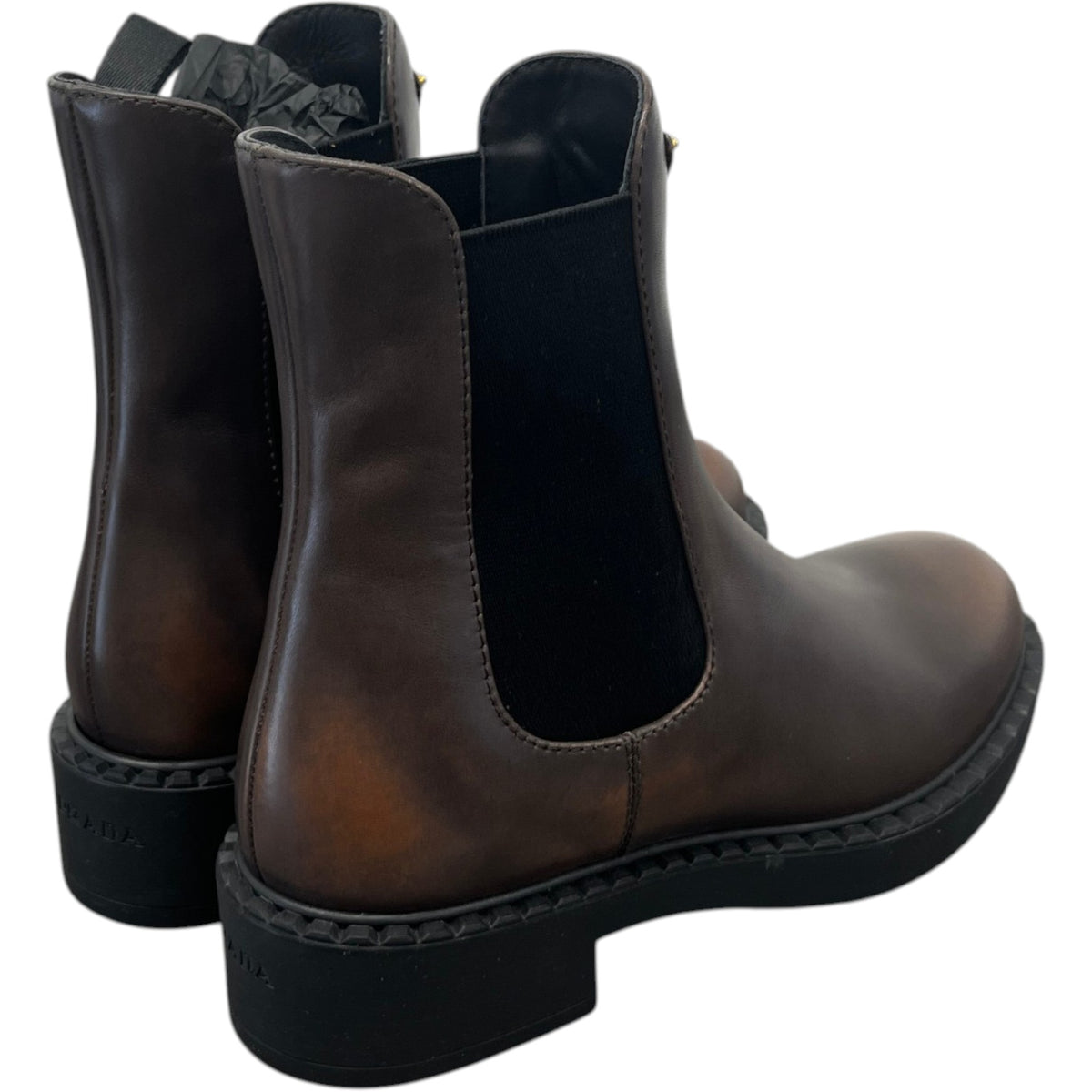Women's Plaque Logo Chelsea Ankle Boots Brown Size UK 3.5 / EU 36.5 - Photo 7