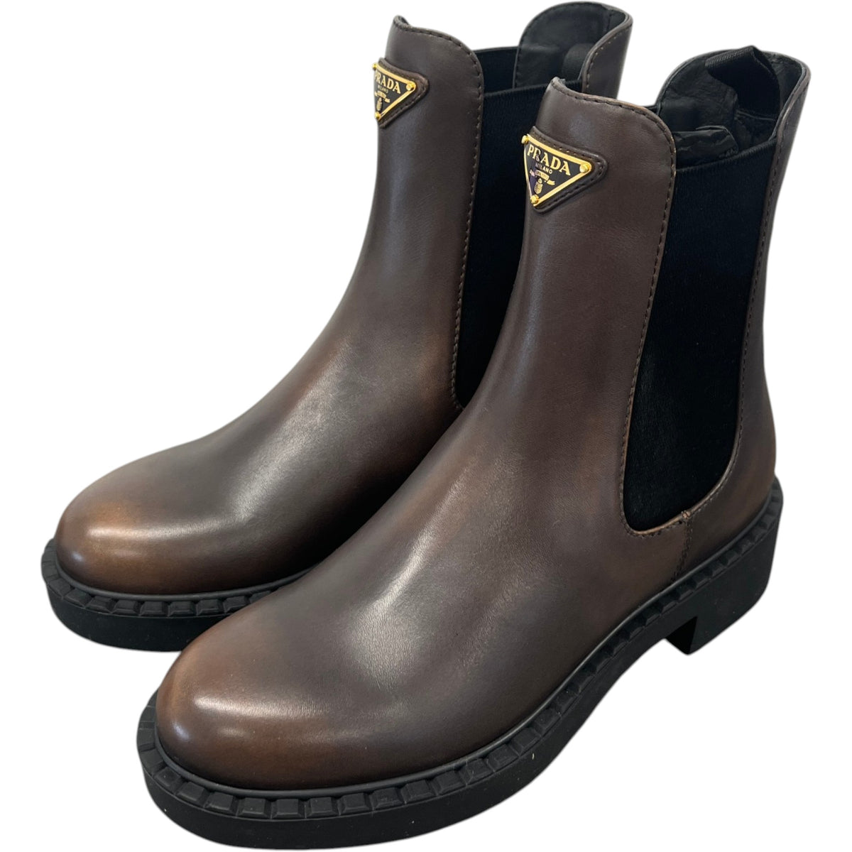 Women's Plaque Logo Chelsea Ankle Boots Brown Size UK 3.5 / EU 36.5 - Photo 8