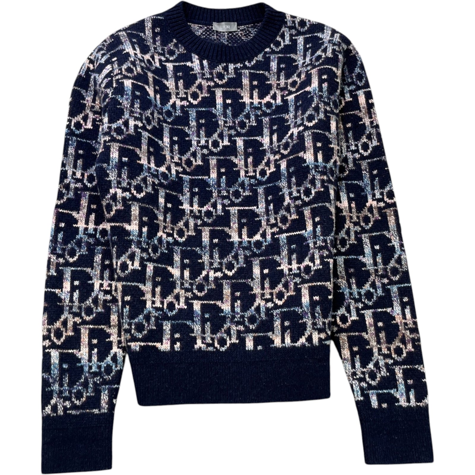 Men's Oblique Jacquard Sweatshirt Navy Size L - Photo 1
