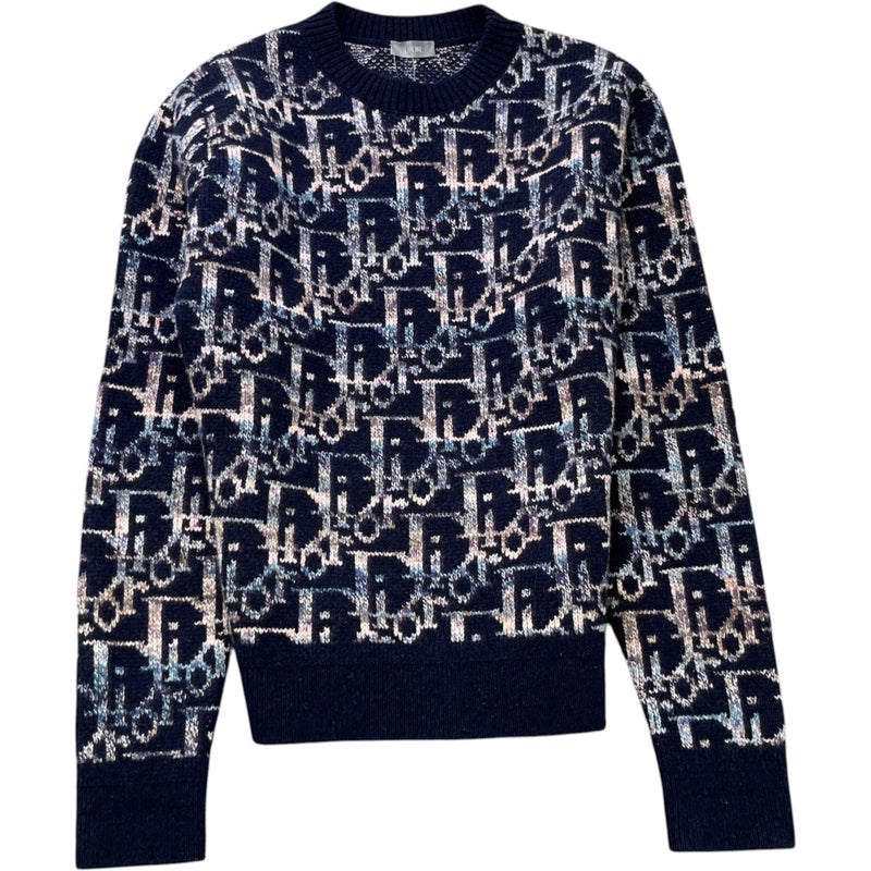 Men's Oblique Jacquard Sweatshirt Navy Size L