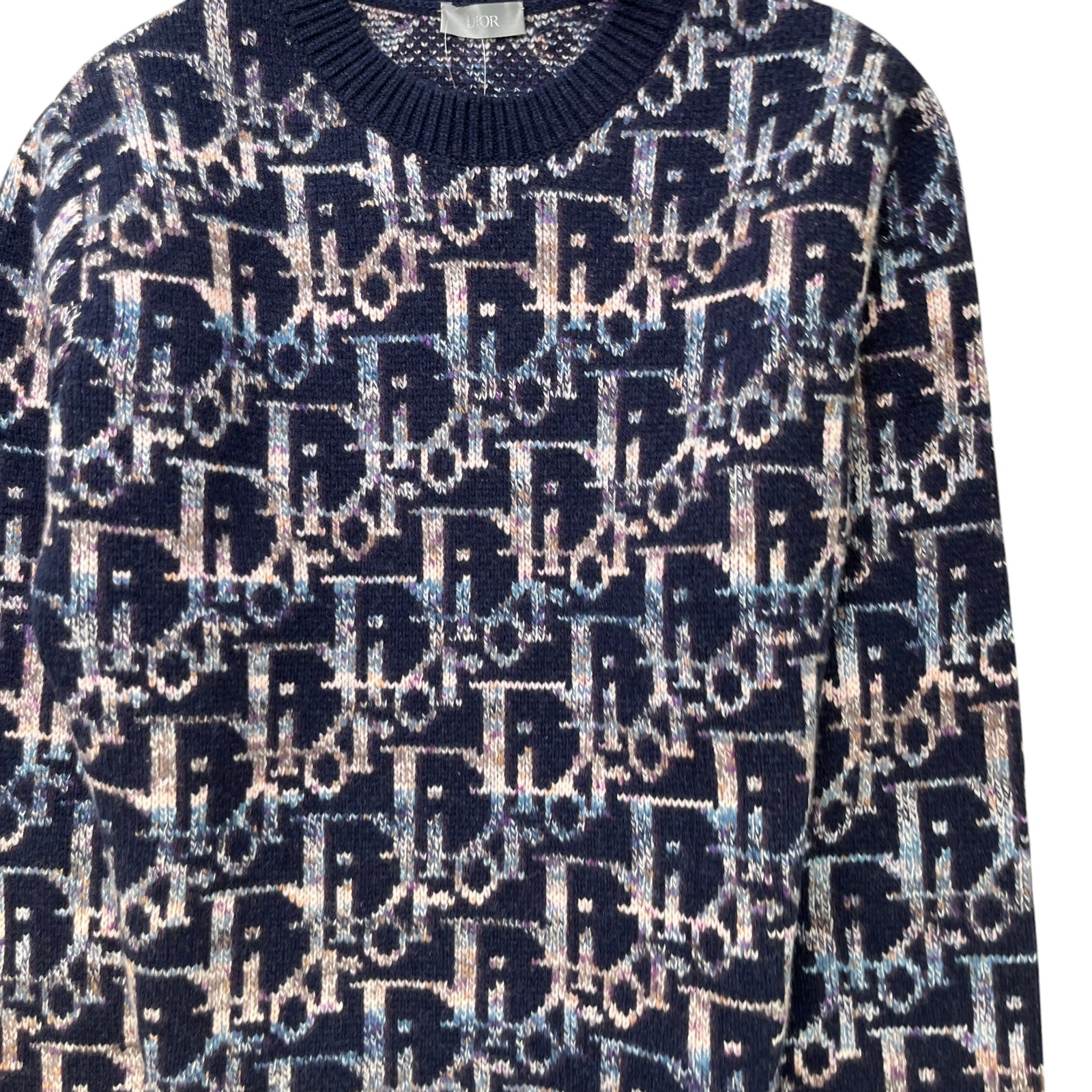 Men's Oblique Jacquard Sweatshirt Navy Size L - Photo 5