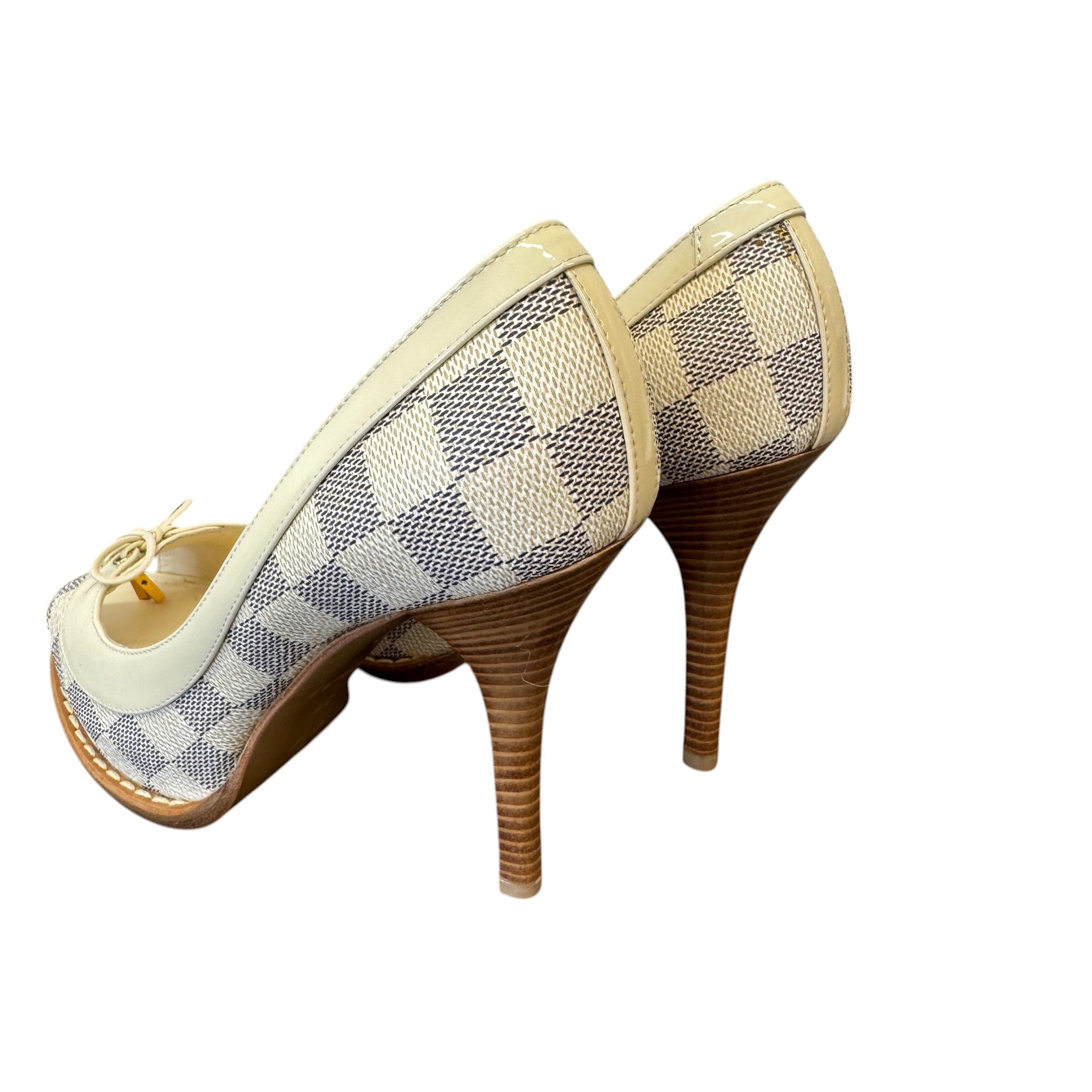 Women's Damier Azur Peep Toe Heels Cream Size EU 36 / UK 3 - Photo 8