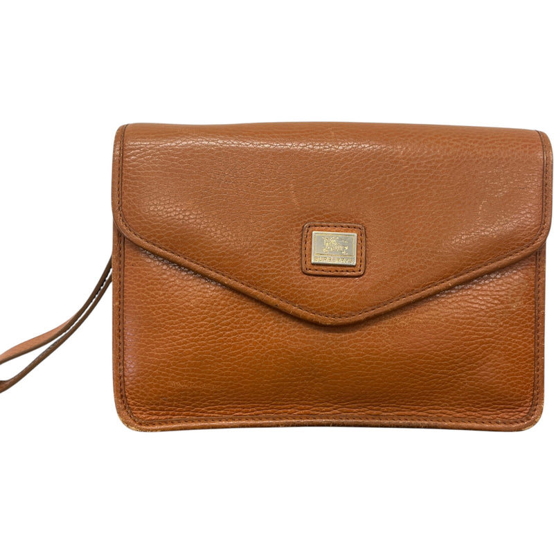 Women's Plaque Logo Clutch Brown