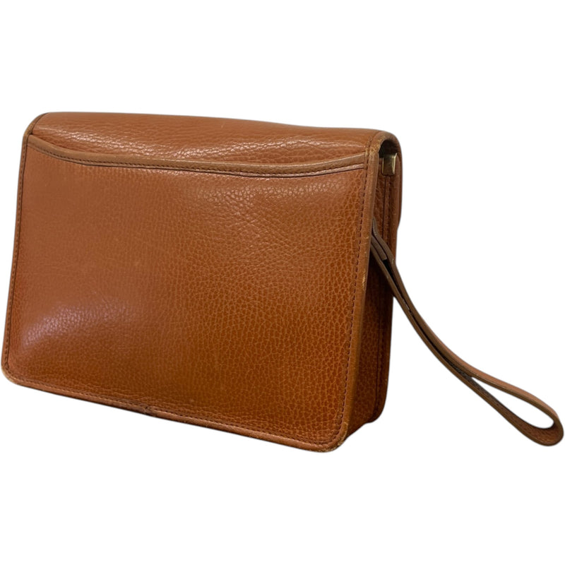 Women's Plaque Logo Clutch Brown