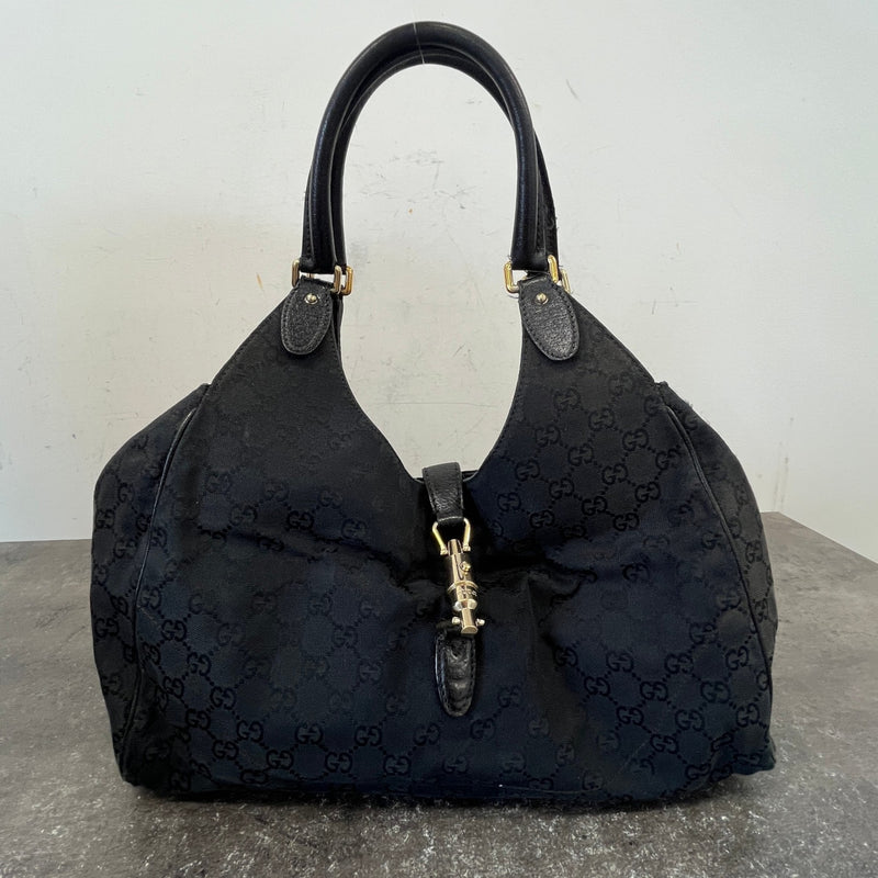 Women's Gg Monogram Canvas Jackie Shoulder Bag Black