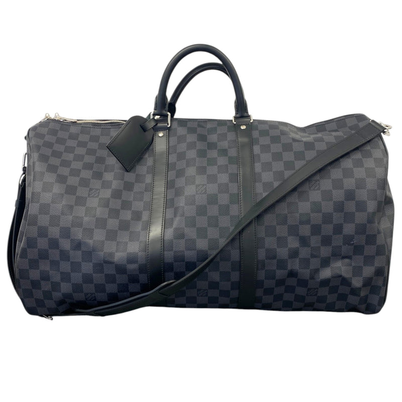 Men's Damier Graphite Keepall Bandoulière 55 Travel Bag Charcoal