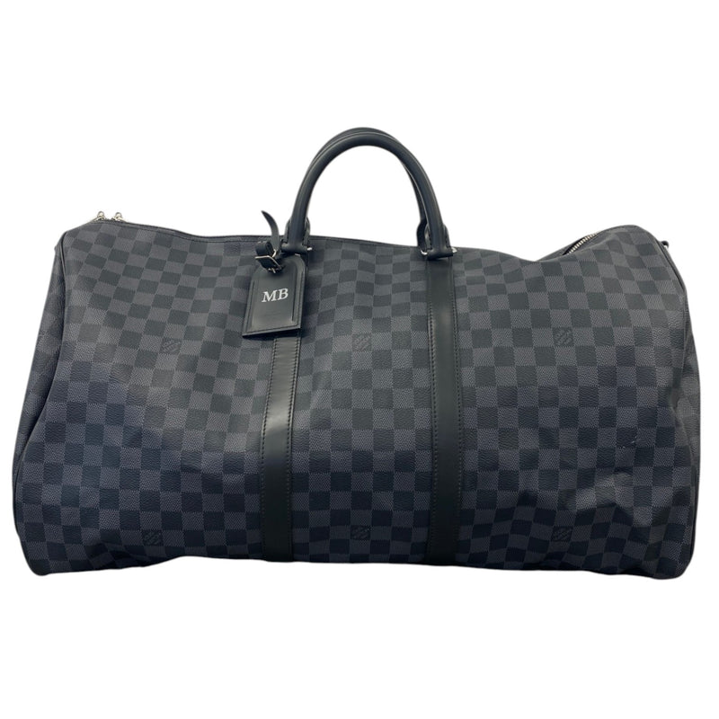 Men's Damier Graphite Keepall Bandoulière 55 Travel Bag Charcoal