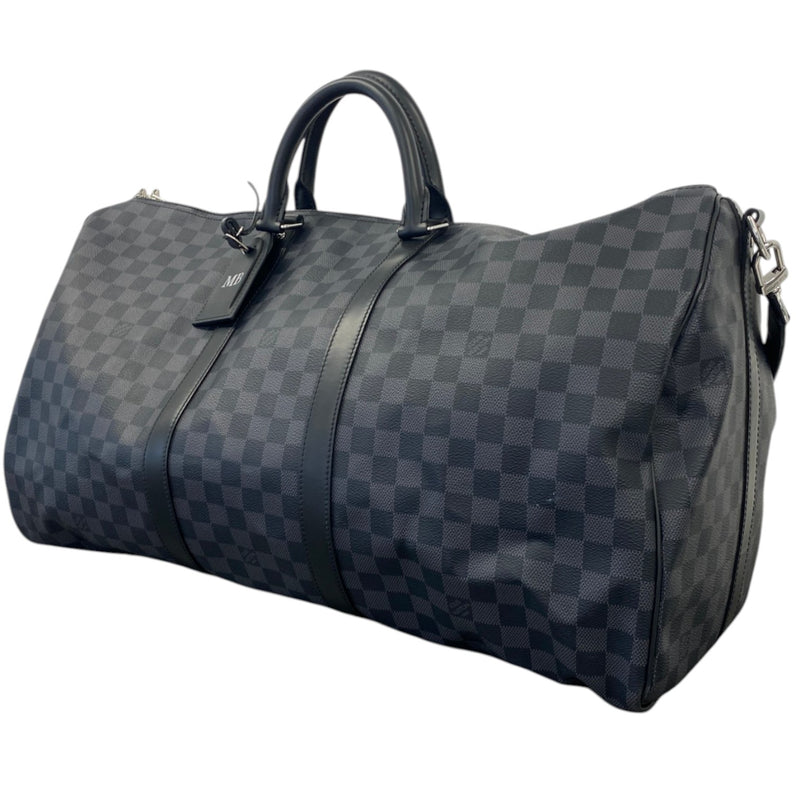 Men's Damier Graphite Keepall Bandoulière 55 Travel Bag Charcoal