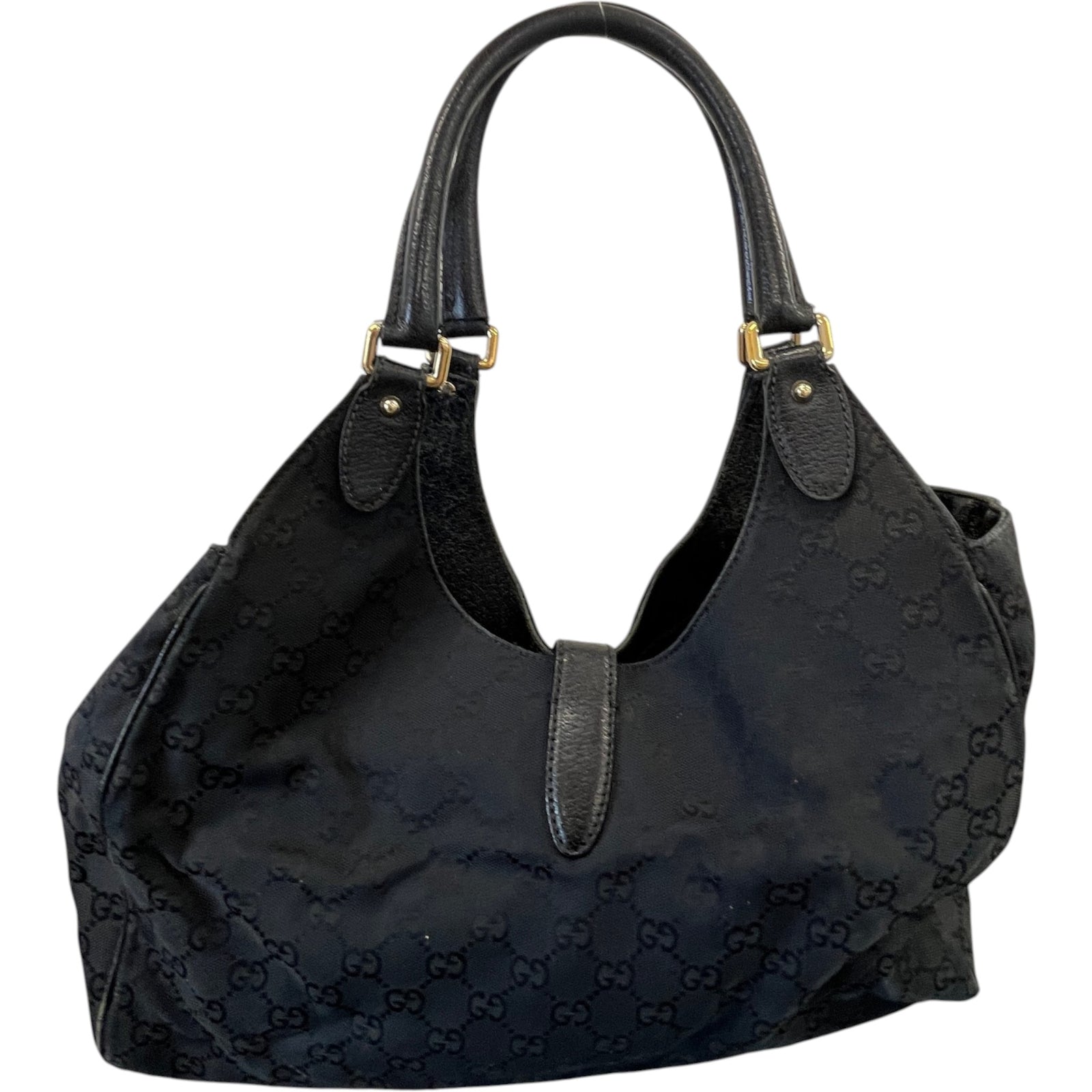 Women's Gg Monogram Canvas Jackie Shoulder Bag Black - Photo 3