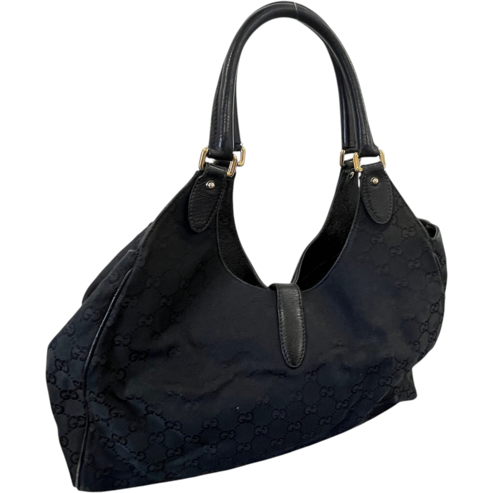 Women's Gg Monogram Canvas Jackie Shoulder Bag Black - Photo 9
