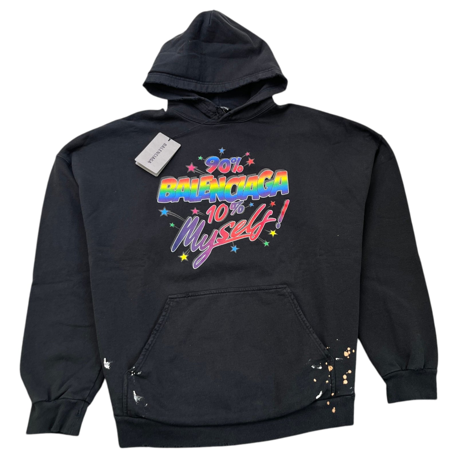 90/10 Logo Print Hoodie Black Size M - Photo 1