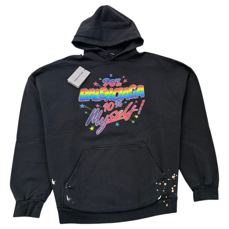 90/10 Logo Print Hoodie Black Size M