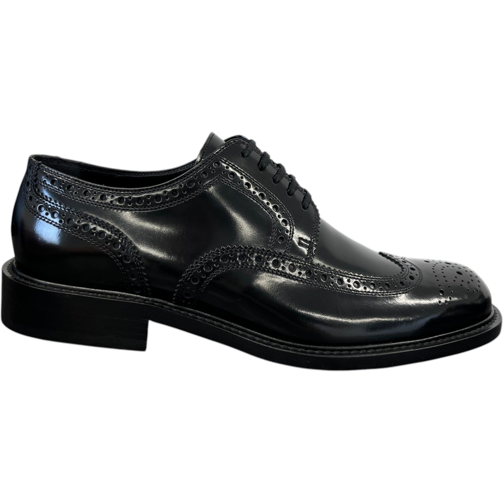 Men's Army Perforated Lace Up Loafers Black Size EU 40 / UK 6 - Photo 1