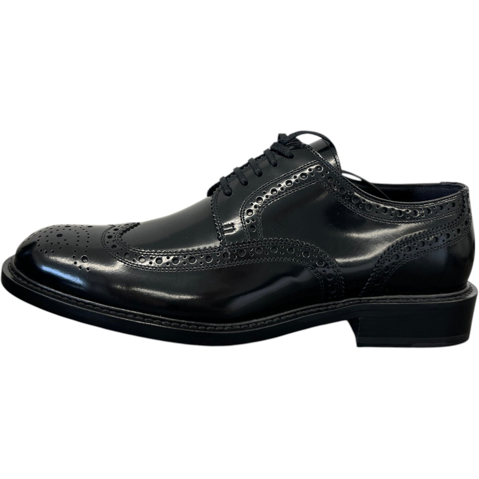 Men's Army Perforated Lace Up Loafers Black Size EU 40 / UK 6 - Photo 5