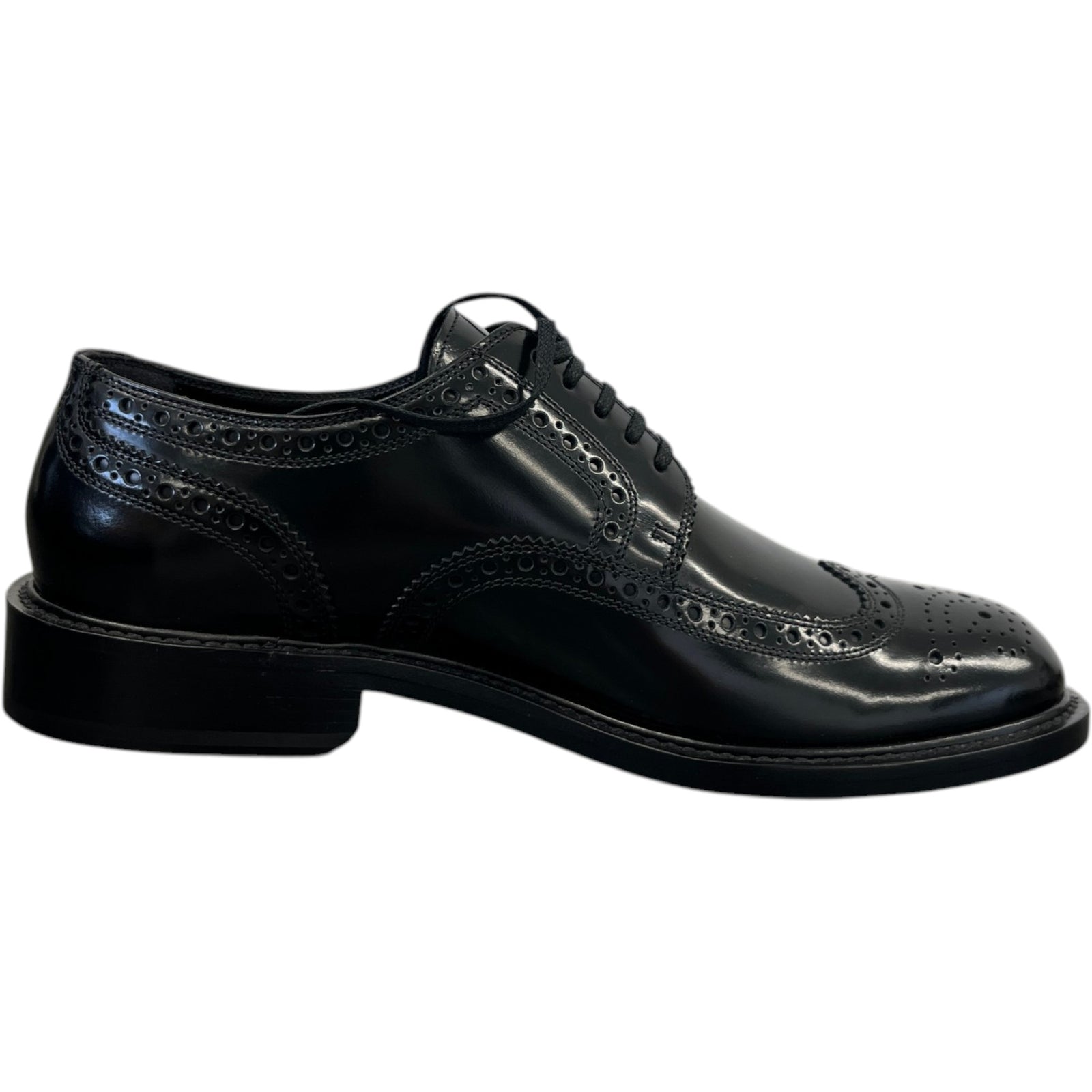 Men's Army Perforated Lace Up Loafers Black Size EU 40 / UK 6 - Photo 4